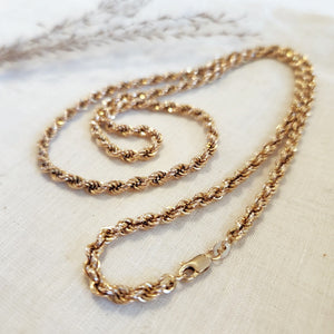 10k yellow gold hollow rope necklace