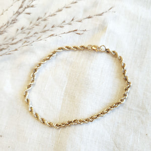 10k yellow gold hollow rope bracelet