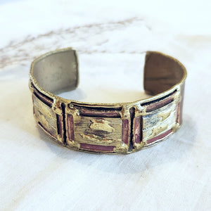 Brass and copper wide cuff bracelet
