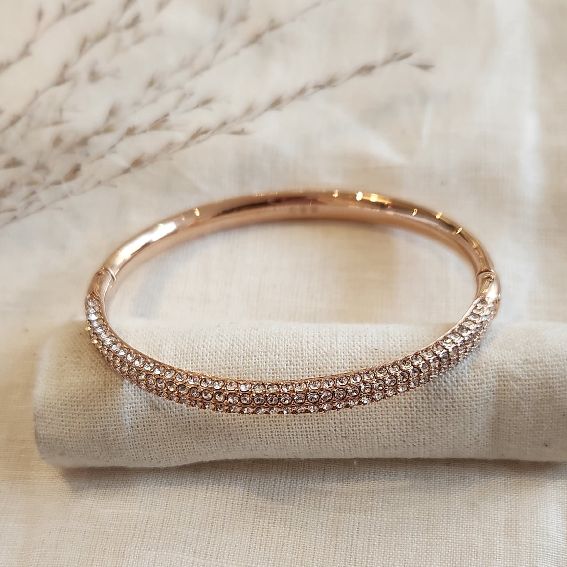 Swarovski crystal hinged bangle bracelet