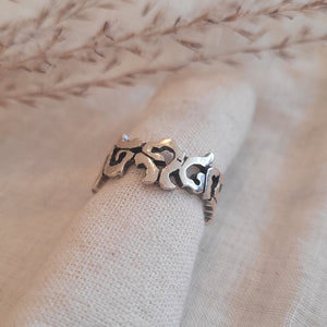 Sterling Silver stylized cut out open jagged scroll ring