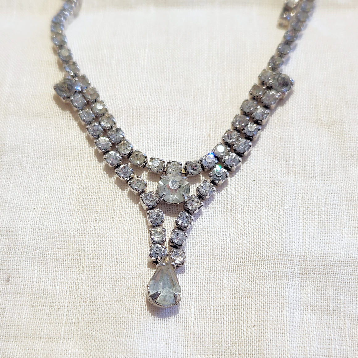 Clear rhinestone drop necklace