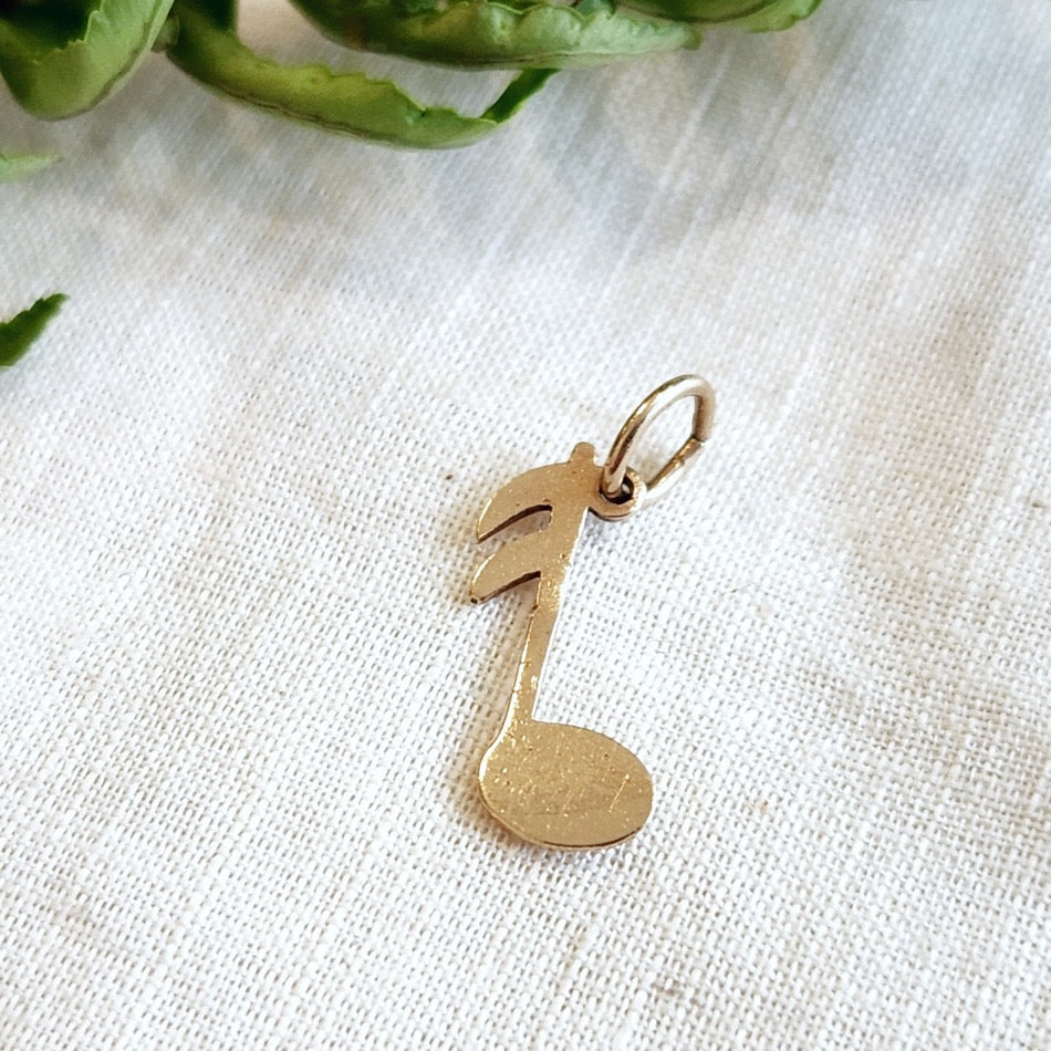 10k yellow gold musical note charm