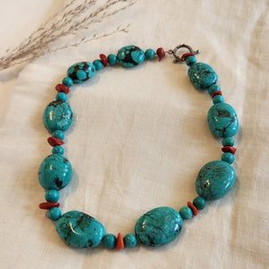 Turquoise and coral necklace