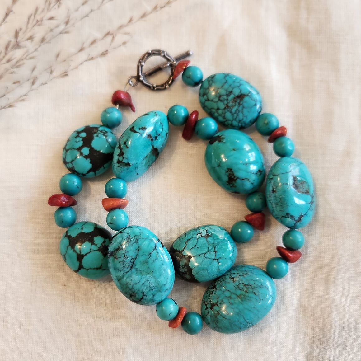 Turquoise and coral necklace