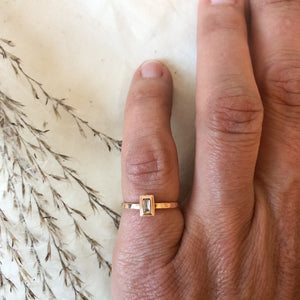 10k rose gold baguette diamond solitaire ring