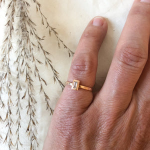 10k rose gold baguette diamond solitaire ring