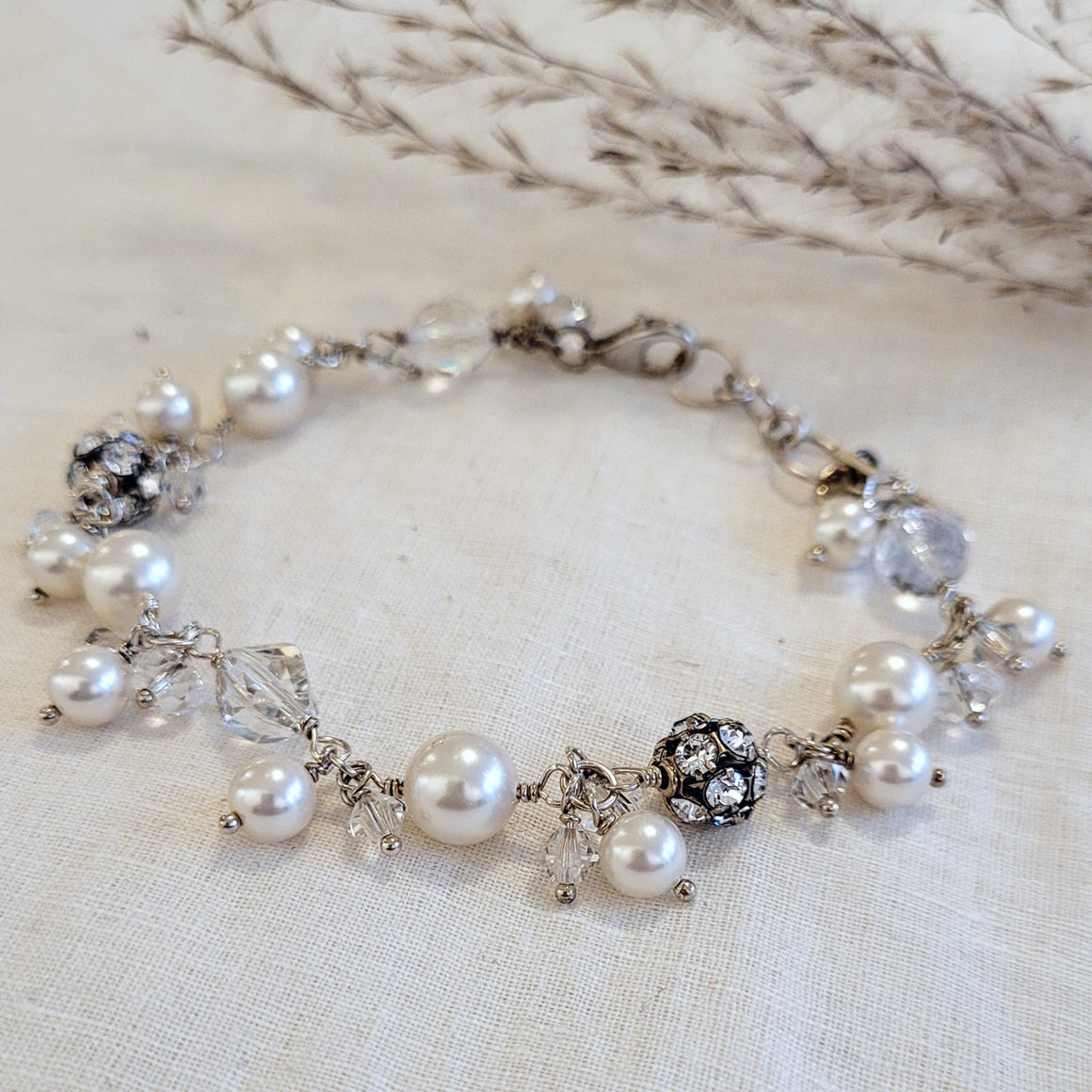 Nancy Cicconi crystal and pearl sterling silver bracelets