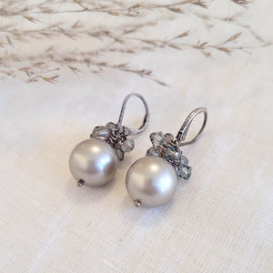 Nancy Cicconi drop crystal and pearl sterling silver earrings