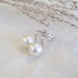 Sterling silver large faux pearl stud earrings