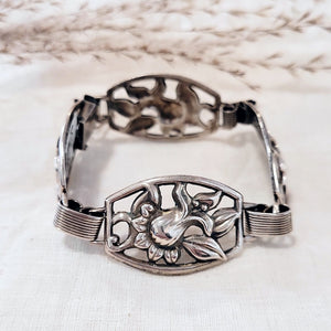 Art Nouvea floral link SS bracelet