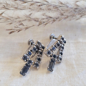 Blue rhinestone earrings