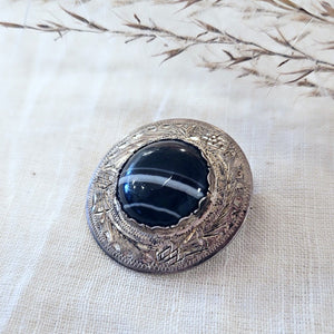 Banded Agate silver brooch
