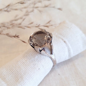 Sterling silver smokey quartz ring