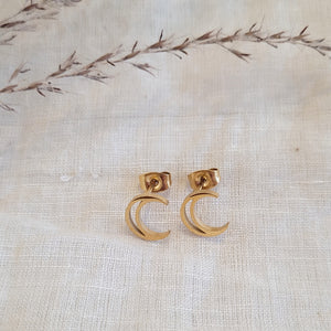 Vermeil Moon Studs with Stainless Steel Posts