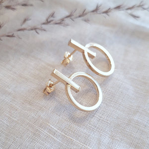 10k YG Bar Studs with Hoop