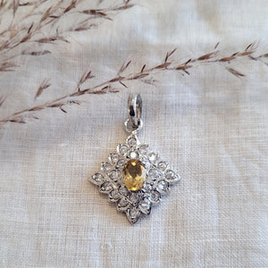 Citrine and cubic cluster pendant sterling silver