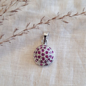 Ruby cluster pendant sterling silver