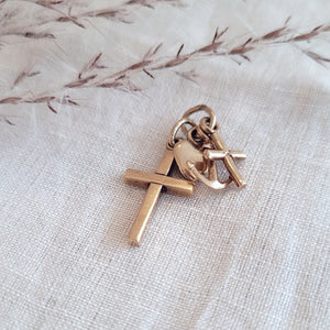 10k yellow gold faith hope and charity and cross pendant
