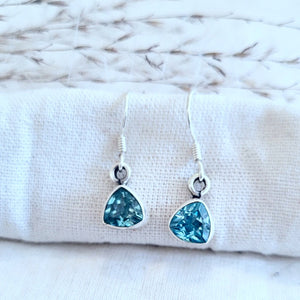 Sterling silver small stone faceted drop earrings