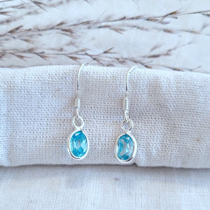 Sterling silver small stone faceted drop earrings