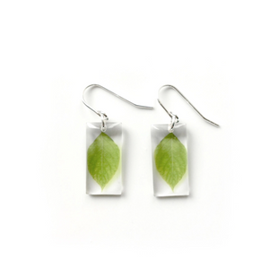 Black Drop Designs small green leaf earrings