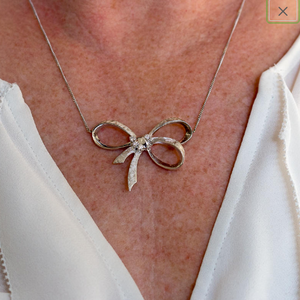 Diamond Bow necklace 10k white gold